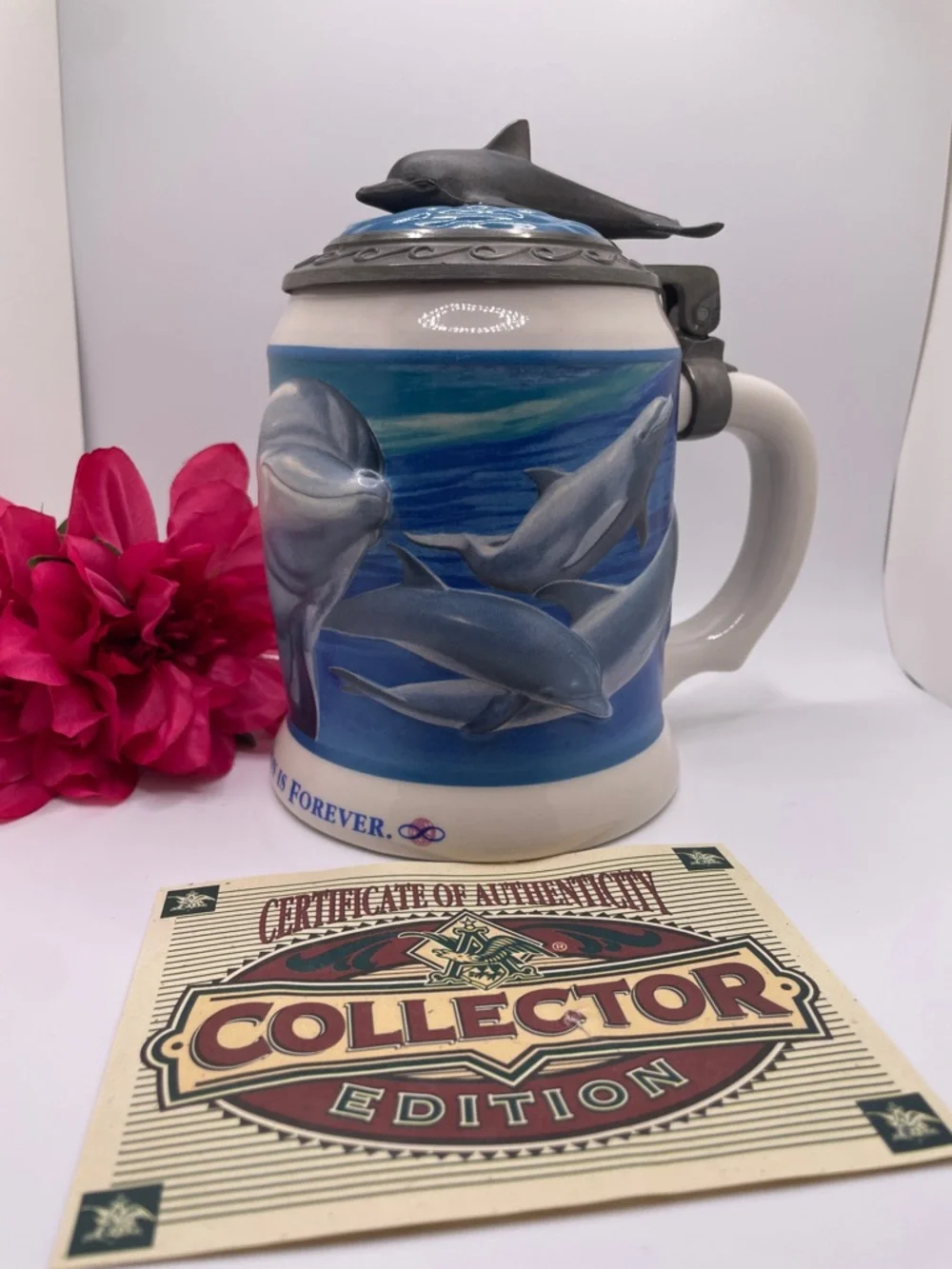 1995 Anheuser-Busch Marine Conserv. Series "Extinction is Forever” Dolphin Stein - Picture 7 of 8